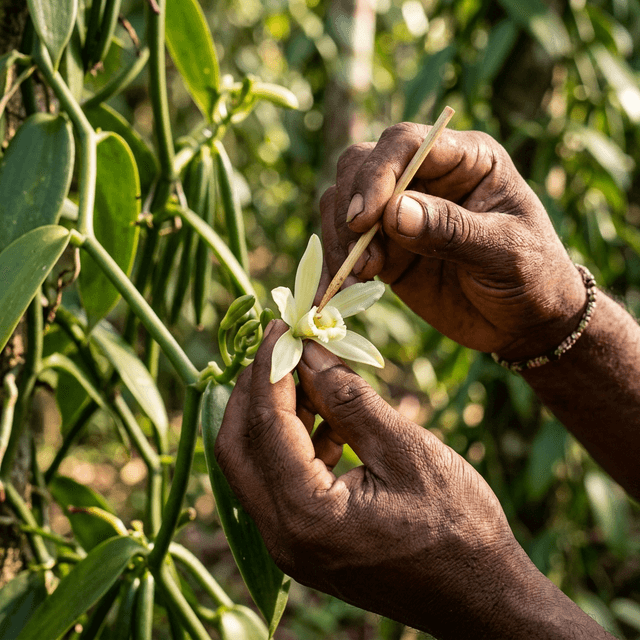 Vanilya orkidesi elle tozlanma süreci — vanilya çiçeği